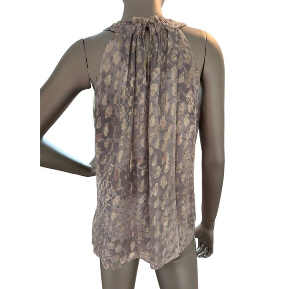 Ramy Brook Ruth Silk  Halter Top Gray with Gold Glitter Lined Size S - Picture 3 of 6